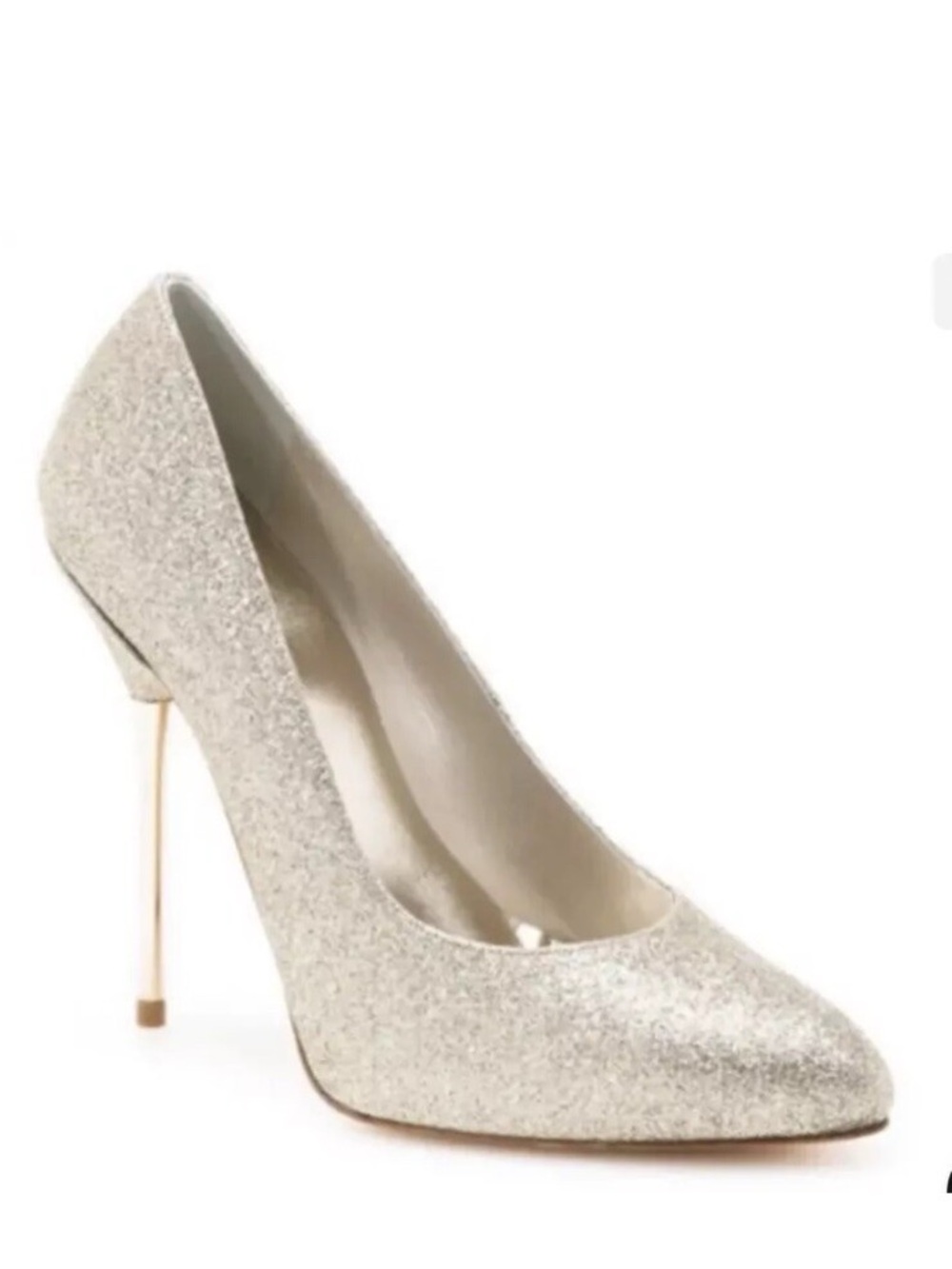 Stuart Weitzman Dagger Gold Glitter Heels